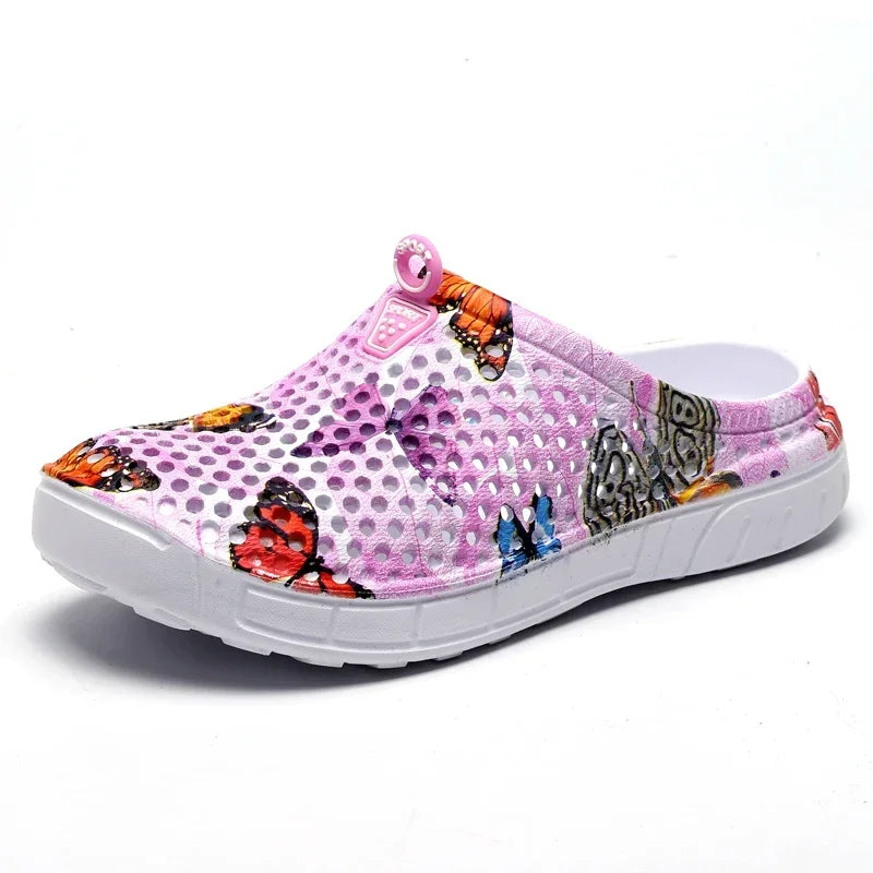 Women Slippers Summer Clogs Hollow Outdoor Pool Sandals Garden Beach Shoes Water Shower Flip Flops Lightweight Message Mules