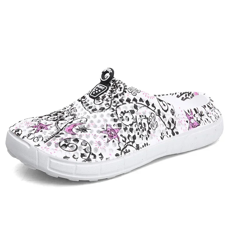 Women Slippers Summer Clogs Hollow Outdoor Pool Sandals Garden Beach Shoes Water Shower Flip Flops Lightweight Message Mules