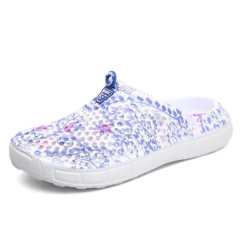 Women Slippers Summer Clogs Hollow Outdoor Pool Sandals Garden Beach Shoes Water Shower Flip Flops Lightweight Message Mules
