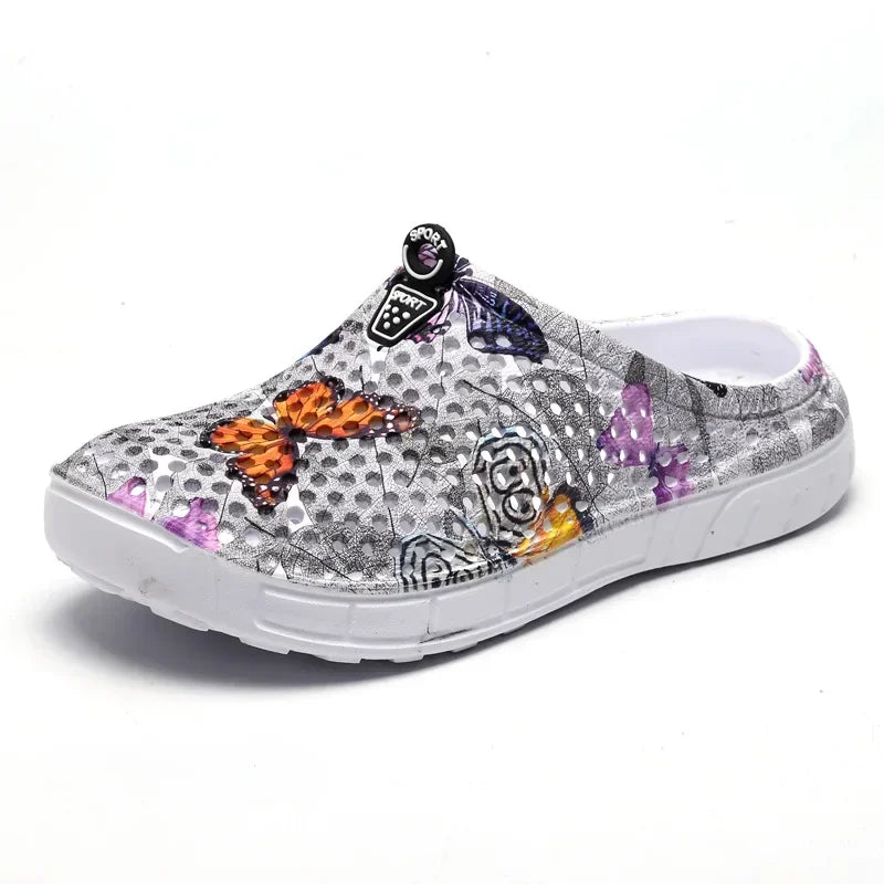 Women Slippers Summer Clogs Hollow Outdoor Pool Sandals Garden Beach Shoes Water Shower Flip Flops Lightweight Message Mules