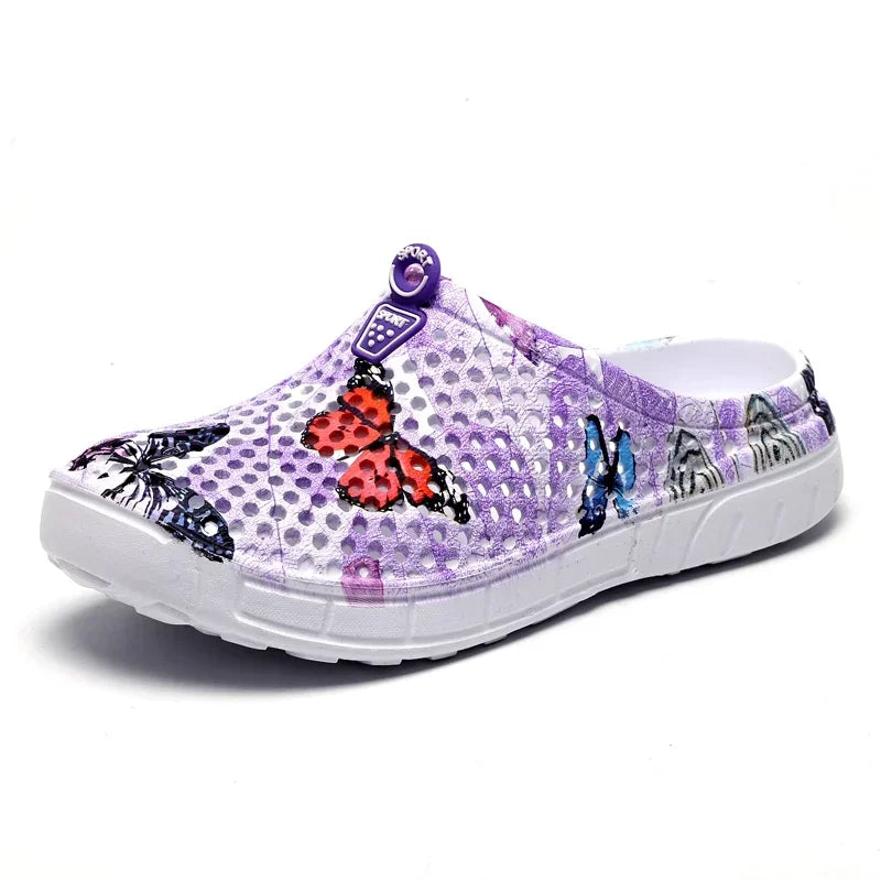 Women Slippers Summer Clogs Hollow Outdoor Pool Sandals Garden Beach Shoes Water Shower Flip Flops Lightweight Message Mules