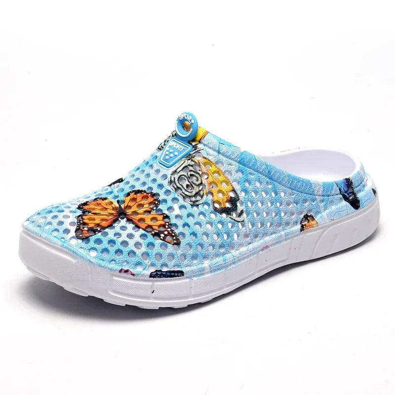 Women Slippers Summer Clogs Hollow Outdoor Pool Sandals Garden Beach Shoes Water Shower Flip Flops Lightweight Message Mules